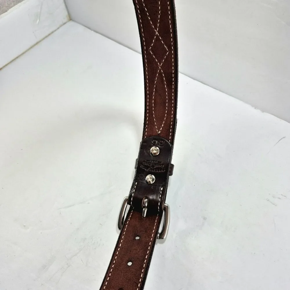 Forest Hill Leather Men's Brown Stitched Full-Grain Leather Belt Size 36